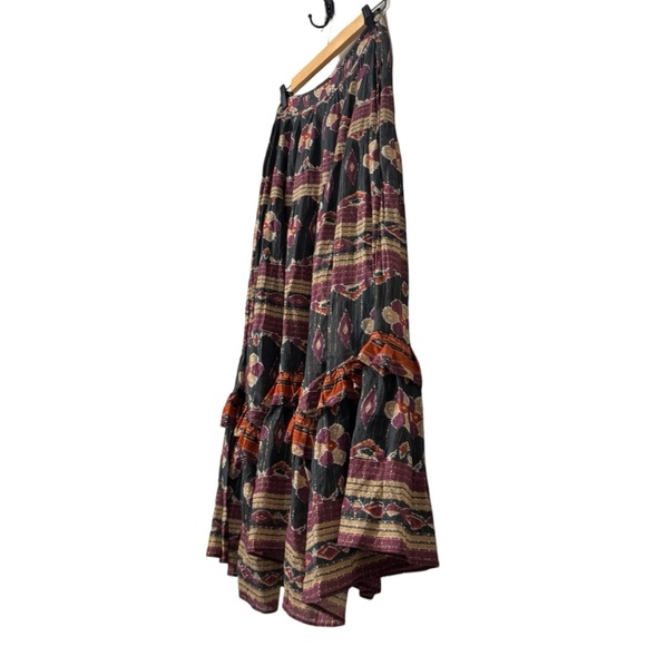 LOVE THE LABEL Ruffled Midi Skirt Size XS In Black Multi Tiered Nomadic Boho - Picture 5 of 9